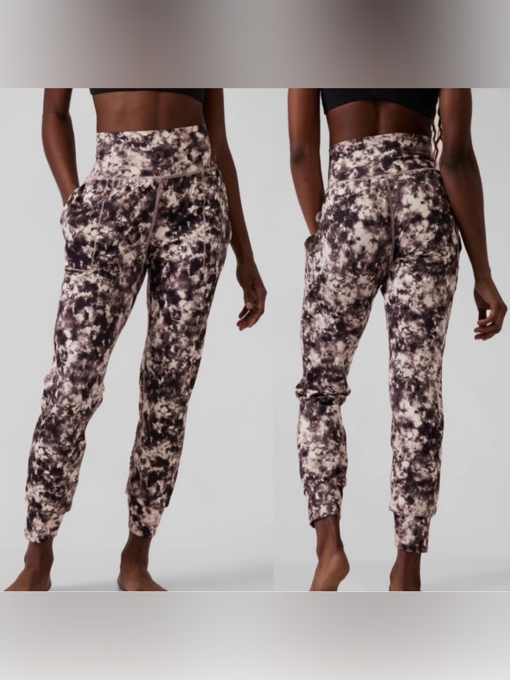 ATHLETA salutation joggers black white tie dye medium